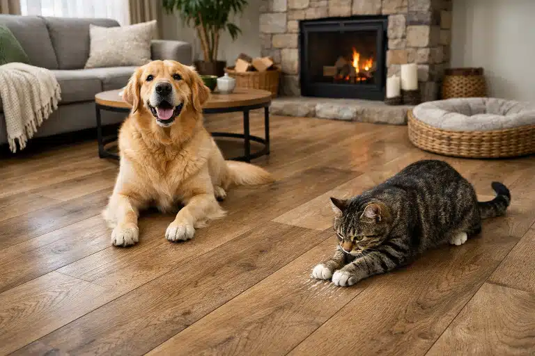 Comparaison de revêtements de sol résistants aux griffes d'animaux domestiques chiens et chats