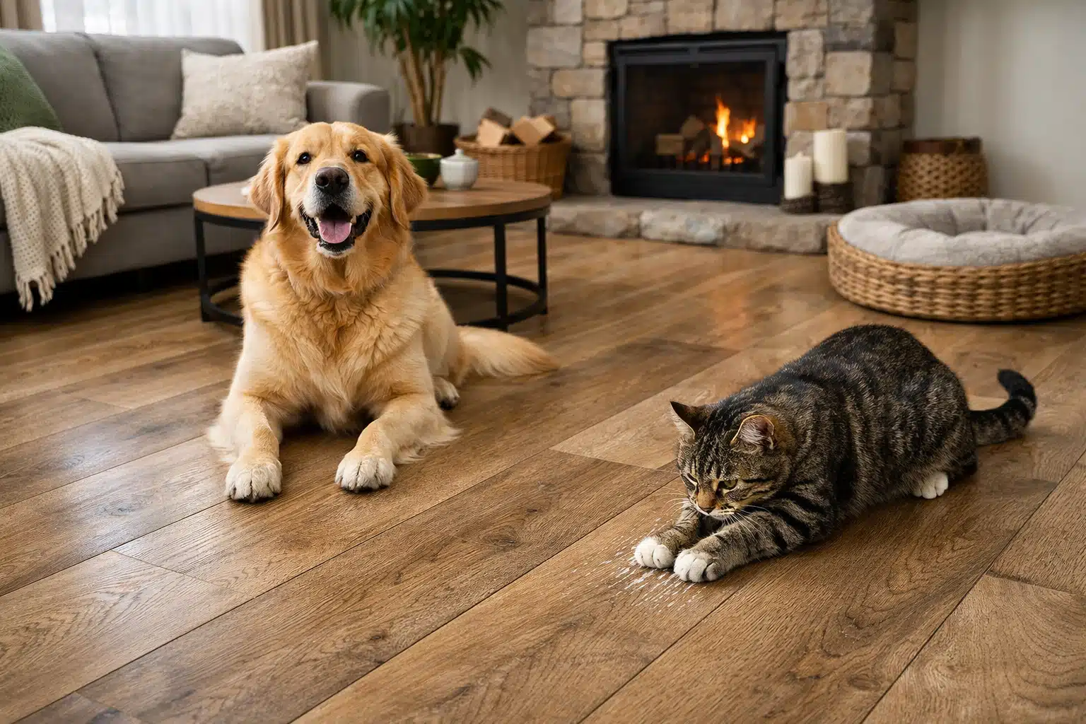 Comparaison de revêtements de sol résistants aux griffes d'animaux domestiques chiens et chats