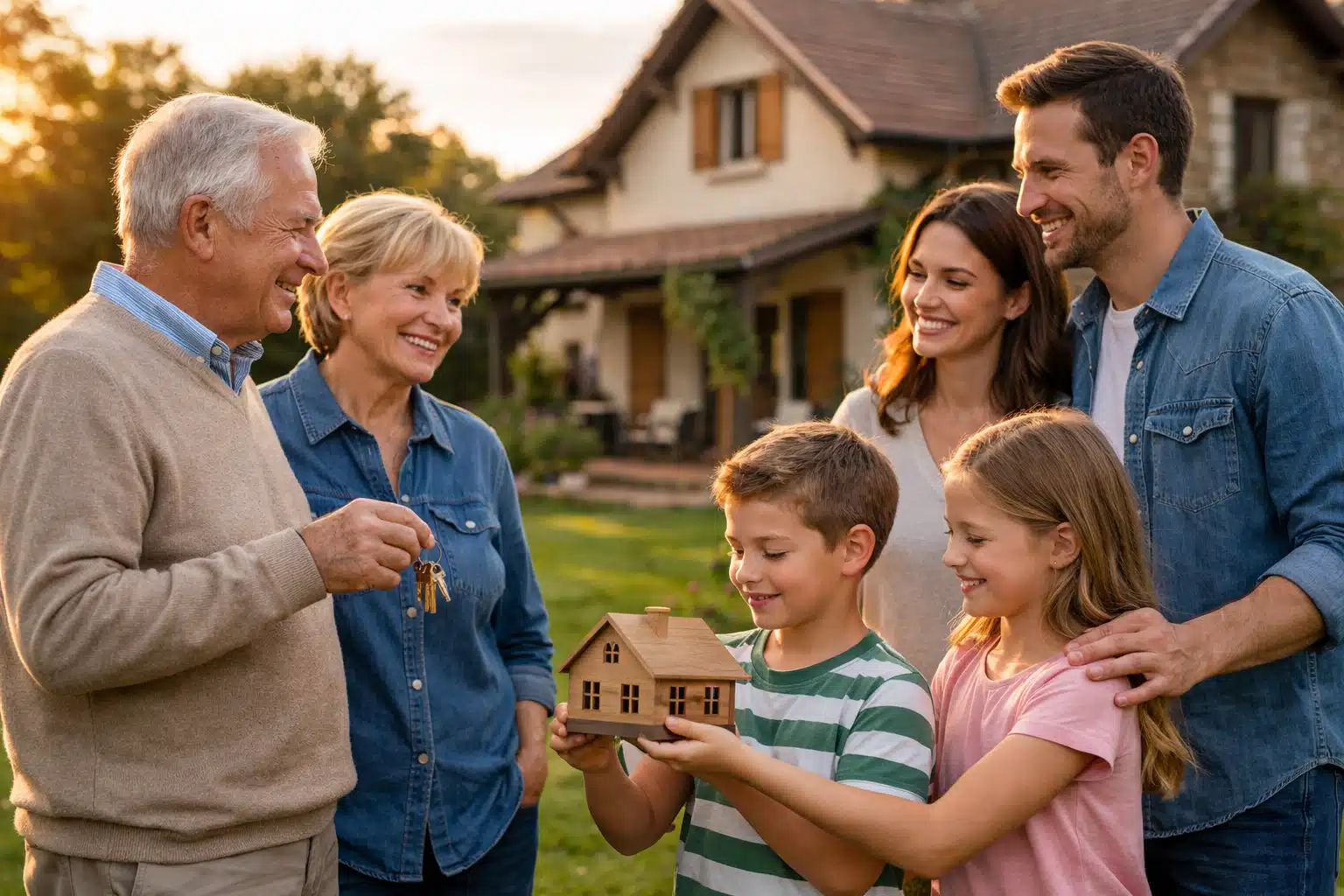 Transmission de patrimoine immobilier durable aux enfants, héritage familial et investissement responsable